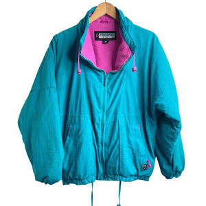 Vintage Pacific Trail Ski Winter Jacket Fleece Lined Teal Magenta Medium